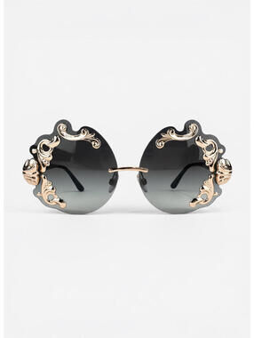 Dolce & Gabbana DG2195 Rimless Baroque Gold Black Sunglasses | NWT Rare